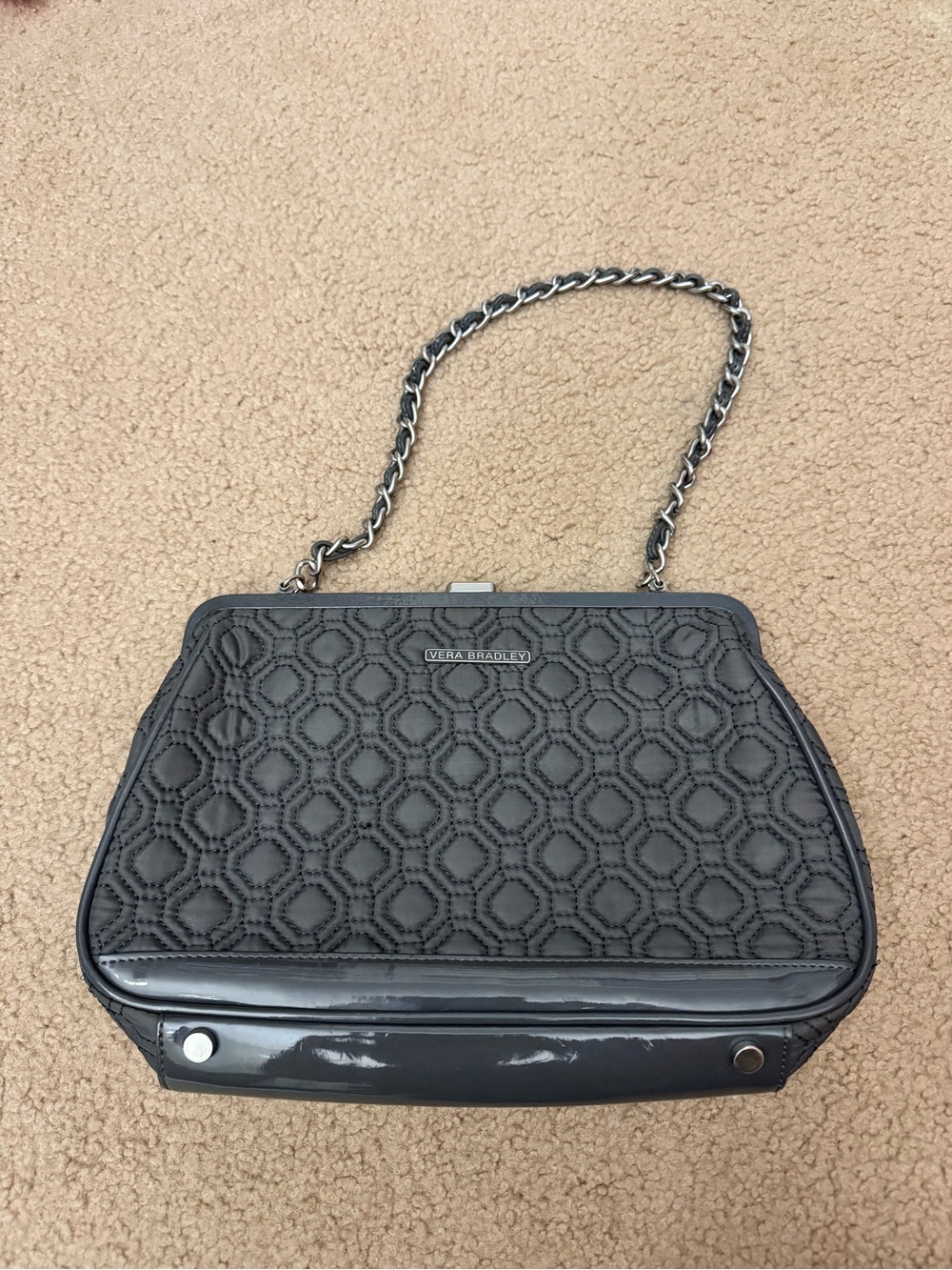 Vera Bradley Quilted Hexagon Chain-Handle Clutch in Charcoal